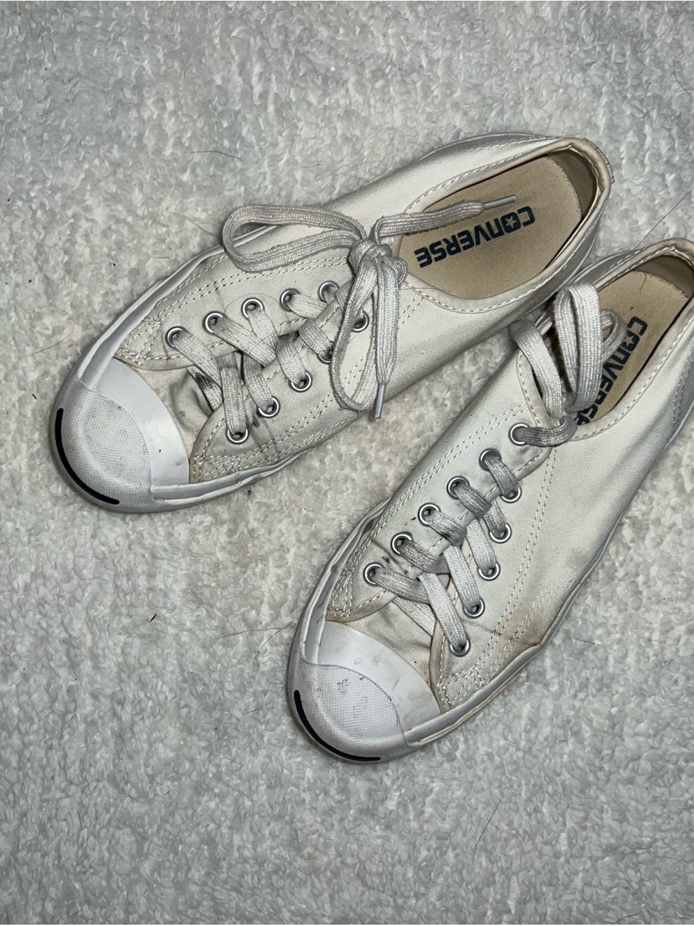 Converse Low Top Canvas Sneakers in Off-White